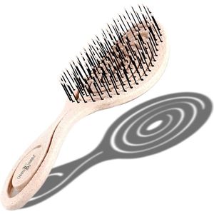 CHIARA AMBRA Organische Ontklittende Borstel - Niet Trekkende Ontklittende Borstels voor Natuurlijk Haar Dik en Krullend - Vegan gerecycled kunststof Haarborstel - Natuur Kleur