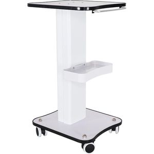 Roltafel - Trolley - Salon Tafel - Rolkar - Karretje Op Wieltjes - Beauty Tafel - Max. 40KG - Wit/Zwart