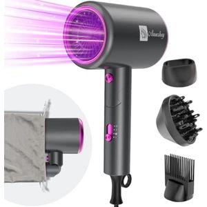 2400W Professionele Reisföhn met Ion Technologie - Lichtgewicht Opvouwbare Haardroger met 3 Opzetstukken, Diffuser, Koude Luchtstand en Oververhittingsbeveiliging - Grijs