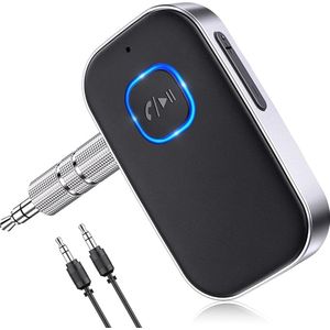 QTTVBTNA - Bluetooth 5.3 AUX Adapter - Draadloze Bluetooth Ontvanger - 16 Uur Batterij - 3.5mm Jack