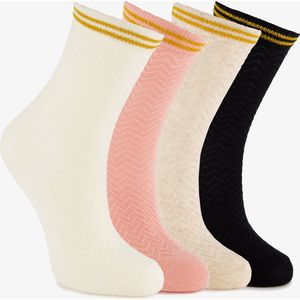 5 paar lange kindersokken roze wit zwart - Maat 23/26