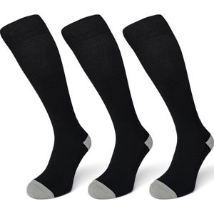 TRUE COMPRESS - 3 Pack - Premium Compressiesokken - Zwart/Lichtgrijs - 41-44 (L/XL) - Hardlopen, Wandelen, Vliegtuig, Zwangerschap