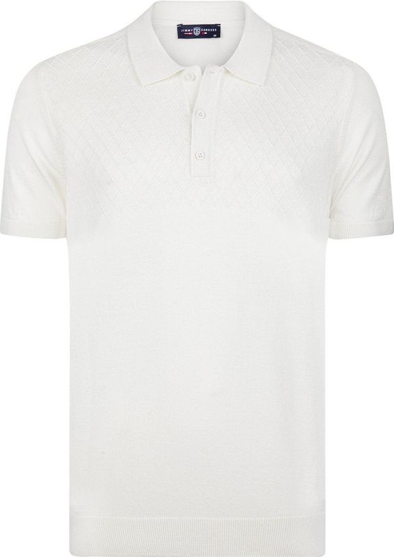 Jimmy Sanders - Tricot Polo Shirt - Ecru - Korte Mouwen - Heren