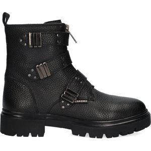 Braqeez 424782-589 Meisjes Biker Boots - Zwart - Leer - Gesp Met Rits