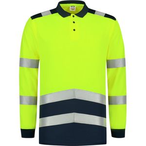 Tricorp Poloshirt High Visibility Bicolor Lange Mouw 203008 - Geel - Maat 7XL