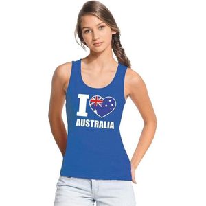 Blauw I love Australie supporter singlet shirt/ tanktop dames - Australisch shirt dames L