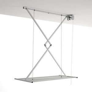 Ruimtebesparend inklapbaar droogrek aan plafond - Grijs 120 - Aluminiumconstructie
