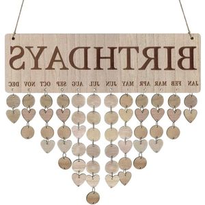 Doe-het-zelf Houten Kalender Wandhangbord - Verjaardagsherinnering Kalender Ornament - Kantoor & Kinderen - Wandmontage - JM01066