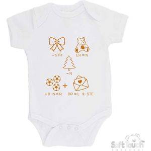 100% katoenen Romper Rebus ""Ik ben de allerliefste"" Unisex Katoen Wit/tan Maat 56/62