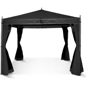 Tuinpaviljoen - 3 x 3 m - PVC gecoat 270 gr/m² - Antraciet - 100% waterdicht - Inclusief zijwanden