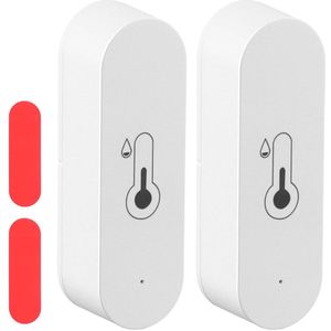 2 Stuks WiFi Temperatuursensor Vochtigheidssensor met App-meldingen en Smart Home-compatibiliteit op Afstand Temperatuur-vochtigheidsmonitor