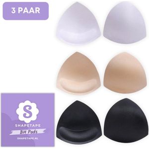 Bh vulling - 3 Paar - Shapetape - BH pads - Zwart, Wit, Beige - Push Up Pads - Multipack - Herbruikbare Bh Pads