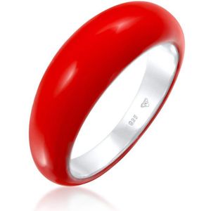 Elli Dames Ring Dames Band Stapel met Email Oranje in 925 Sterling Zilver Verguld