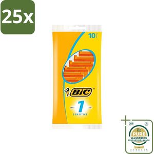 25 x Bic - Scheermesjes - Sensitive - Enkel Mesje - Wegwerpmesjes - 10 Scheermesjes - Grootverpakking - Gevoelige Huid - Wegwerpscheermesjes - Enkel Mesje - Roestvrij Staal - Polymerische Bekleding