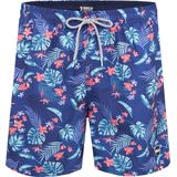Happy Shorts Zwemshort Heren Met Hawaii Print Blauw - Maat S - Zwembroek