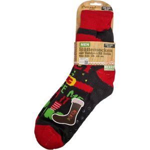 Antonio Heren Huissokken - Huissokken Kerst Rood - Antislip ABS - One Size (42-47) - Warme Sokken - Kerstcadeau voor mannen