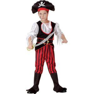 LUCIDA - Piratenpak met doodskop hoed voor jongens - S 110/122 (4-6 jaar)