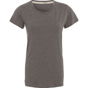 Knit Factory Lily Shirt - Dames shirt met ronde hals - T-shirt met korte mouwen - Shirt voor het voorjaar en de zomer - Superzacht - Shirt gemaakt van 96% viscose & 4% elastaan - Taupe - XL