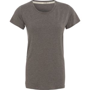 Knit Factory Lily Shirt - Dames shirt met ronde hals - T-shirt met korte mouwen - Shirt voor het voorjaar en de zomer - Superzacht - Shirt gemaakt van 96% viscose & 4% elastaan - Taupe - S