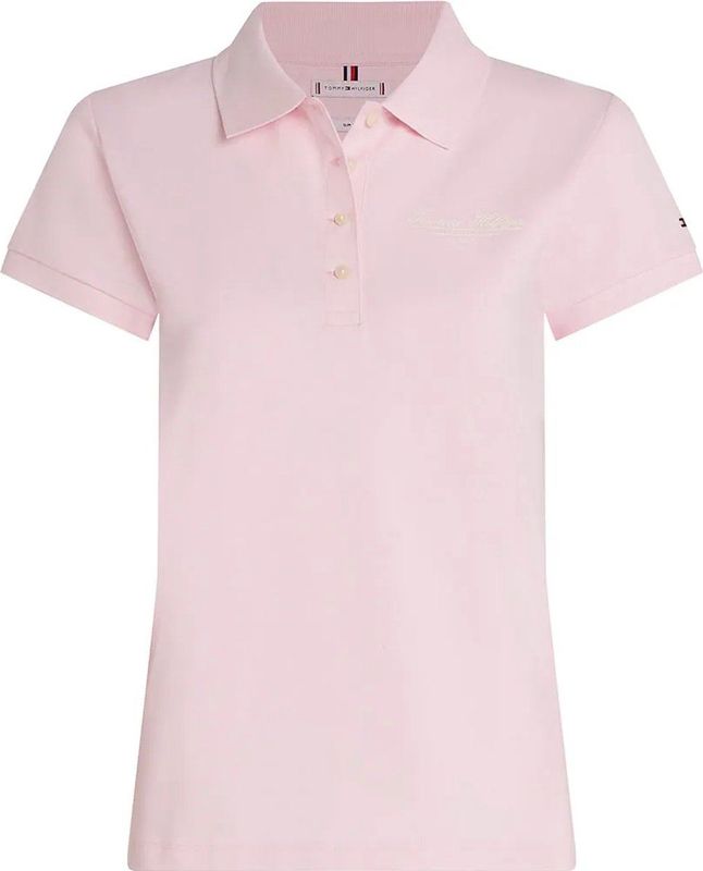 Tommy Hilfiger Script Slim Fit Korte Mouw Poloshirt Roze XS Vrouw