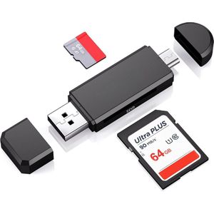 SD Kaart Lezer - USB - Multifunctionele Kaartlezer - Compatibel met Android en Computers