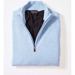 Osborne Knitwear Windstopper trui met halve rits heren - Sweater heren in Lamswol - Pullover Heren - Glacier - Zwarte voering - XL