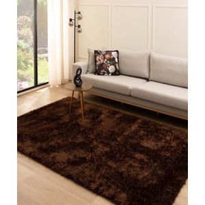 Hoogpolig vloerkleed velvet - Posh donkerbruin 160x230 cm