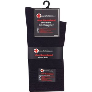 Katoenen sokken – 3 paar – zwart – zonder elastiek – zonder teennaad – maat 35/38