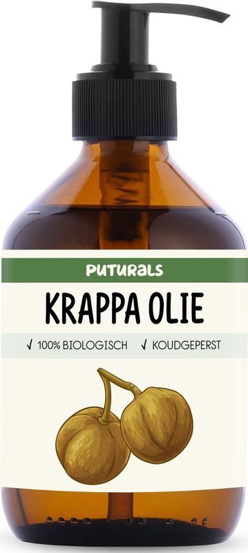 Puturals Krappa Olie 100% Biologisch - 300ml - Koudgeperst en Puur - Krappa Olie voor Haar en Huid