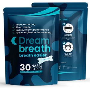 Dreambreath - Neusstrips Zwart – 30 stuks – Anti-Snurken & Beter Ademen – Neuspleisters voor Vrije Ademhaling – Hypoallergeen