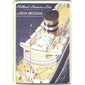 Holland America Line reclame ss Nieuw Amsterdam reclamebord 10x15 cm