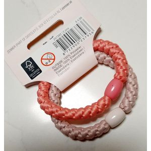Zenner 2x braidie stretch & tie - kids - nr. 257392 - braidies roze en beige zand - haarelastiek en armband in 1