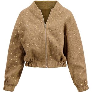 Zusss Jas Bomber Jasje Met Sequins 0310-029 1016 Beige Dames Maat - S