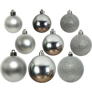 26x stuks kunststof kerstballen zilver 6-8-10 cm - Onbreekbare plastic kerstballen