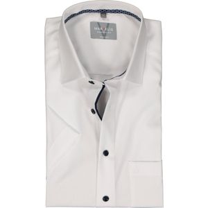 MARVELIS comfort fit overhemd - korte mouw - structuur - wit - Strijkvrij - Boordmaat: 45