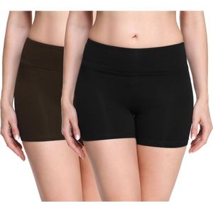Merry Style Dames Leggings 2 Pack - Sport - Vrijetijdsbroek - Korte - Viscose - Zwart / Bruin (2Pack) - XS - MS-MS10-284-LE-2P