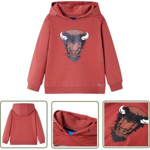 vidaXL Hoodie - Kindertrui - Kindertrui met capuchon 116 roodbruin - Meisjestrui - Jongenstrui - Kindermode