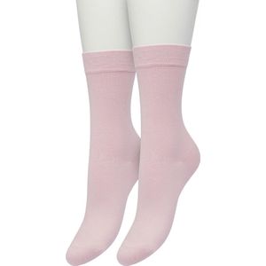 Bonnie Doon Basic Sokken Dames Licht Roze maat 36/42 - 2 paar - Basis Katoenen Sok - Gladde Naden - Brede Boord - Uitstekend Draagcomfort - Perfecte Pasvorm - 2-pack - Multipack - Babyroze - Lichtroze - Poeder - Light Powder Pink - OL834222.267