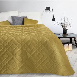 Oneiro’s luxe ALARA Type 2 Beddensprei Mosterd geel - 220x240 cm – bedsprei 2 persoons - beige – beddengoed – slaapkamer – spreien – dekens – wonen – slapen
