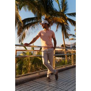 Tresanti ERSILIO V neck polo with contrast tripes Dusty Pink (TRKWJA113 - 708)