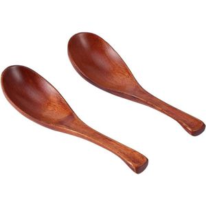 Soeplepel 2 Stuks - Houten Bestek - Korte Steel - Desserts Proeven - Milieuvriendelijk Herbruikbaar .