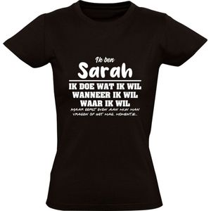 Sarah Dames t-shirt | verjaardagkado | verjaardag kado | grappig | jarig | cadeau | Zwart