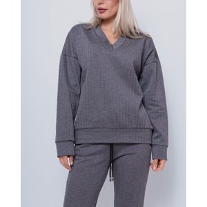Dames Sweater V-hals Chastar - Grijs - S/M (36-38)