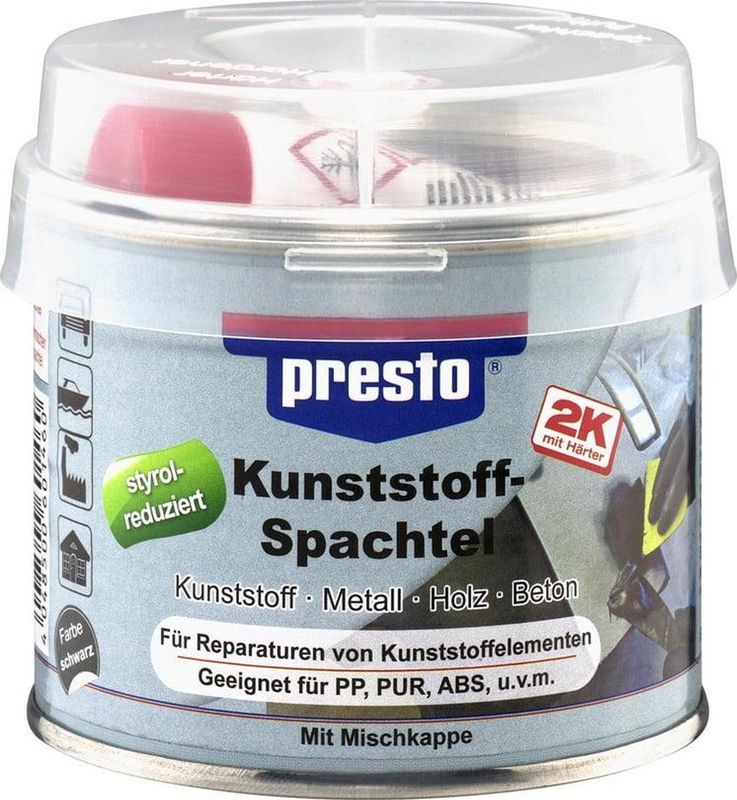 Presto 2K Kunststofplamuur incl. verharder 1kg