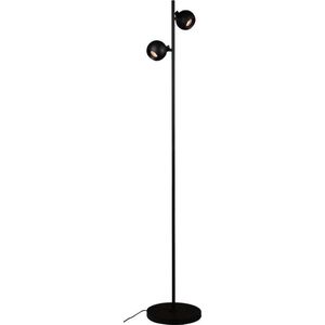 Vloerlamp Bolero 2L Zwart - hoogte 150cm - excl. 2x GU10 lichtbron - IP20 > vloerlamp zwart | leeslamp zwart | staande lamp zwart | designlamp zwart | lamp modern zwart | lamp design zwart
