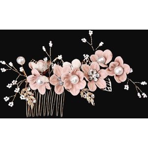 Bruidsmeisjes Haaraccessoires - Bruiloft Haar Zij Kammen, Bruids Haarstukken, Bloemen Haarspelden Voor Vrouwen(Meisjes/Roze)
