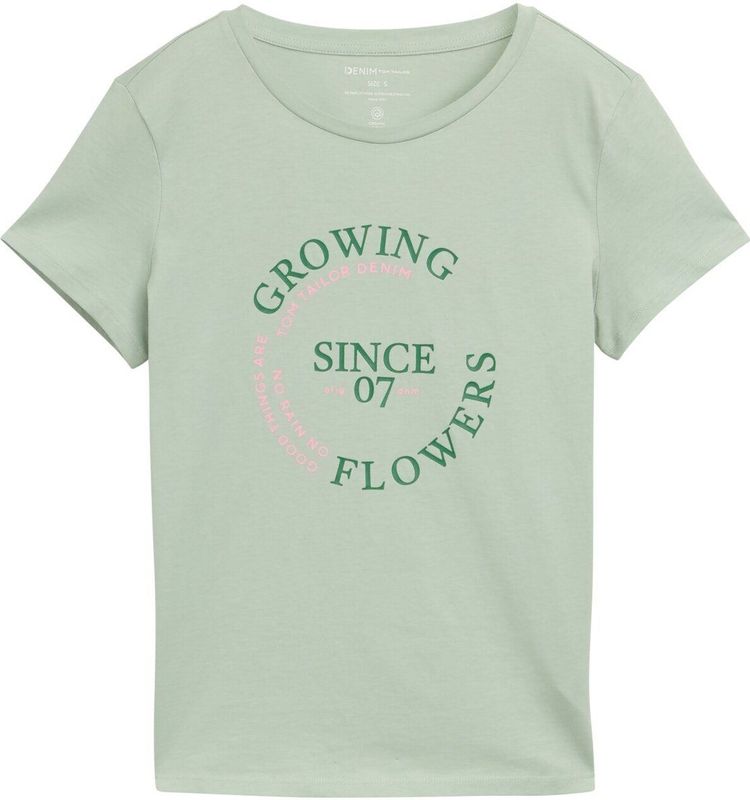 TOM TAILOR Denim T-shirt voor dames met print, 13632 - Fresh Mint Green, XXL