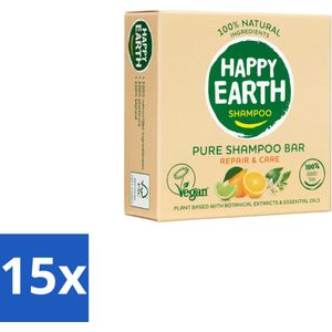 Happy Earth – Shampoo Bar – 100% Natuurlijk Repair & Care – 70 g - Bulkverpakking - 15 stuks