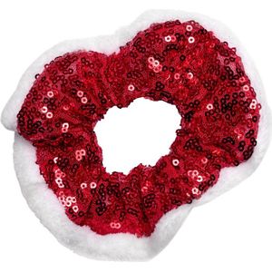 Lajetti - Kerst Scrunchie met Rode Pailletten - Haarelastiek