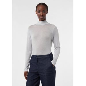 Comma - Shirt - Lichtgrijs - Lange Mouwen - Met Wolaandeel